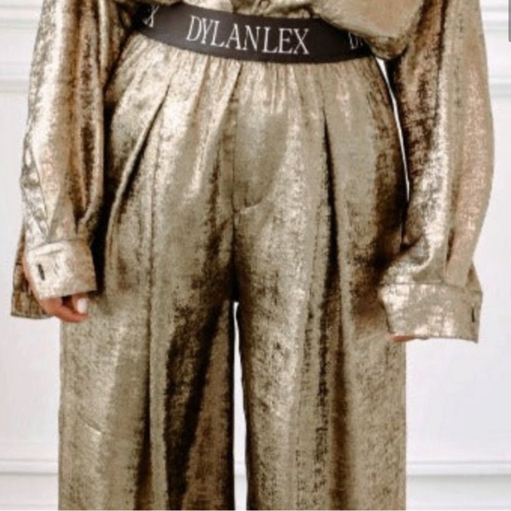 Dylanlex Metallic Wide-Leg Pants in Gold - Picture 7 of 11